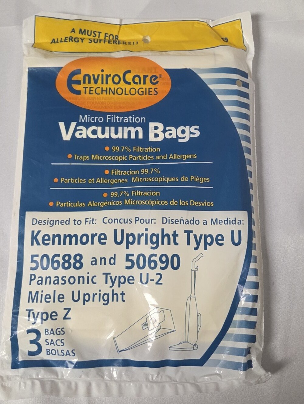 Micro Filtration Vacuum Bags for Kenmore Upright Type U 50688 and 50690